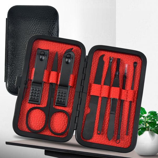 

set of black 8-piece stainless steel nail clippers