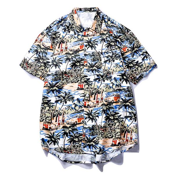 

spring personalized men shirt printing summer short sleeve loose button casual men's shirts, White;black