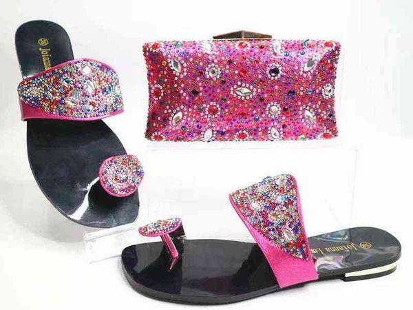

summer slippers matching stones bag popular women designs, Black