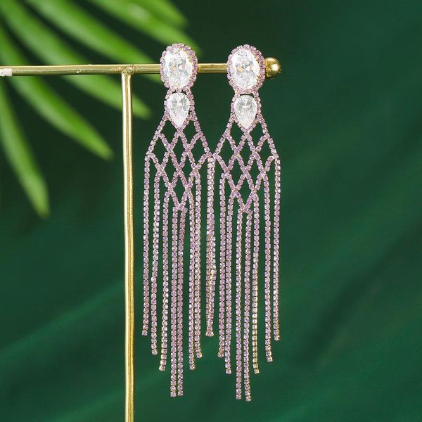 

dangle & chandelier quennel geometric rectangle exaggerated grand banquet dress with earrings, Silver