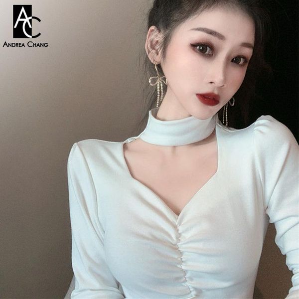 

women's blouses & shirts s-xxl spring autumn winter woman blouse shirt black white pink pleated chest hollow out collar fashion