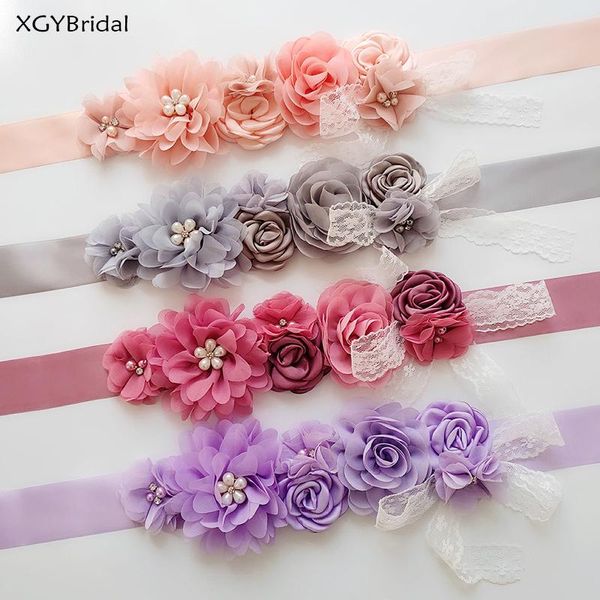 

wedding sashes fashion bridal belt woman lace rose flower rhinestone beaded waistband bridesmaid dress accessories, White