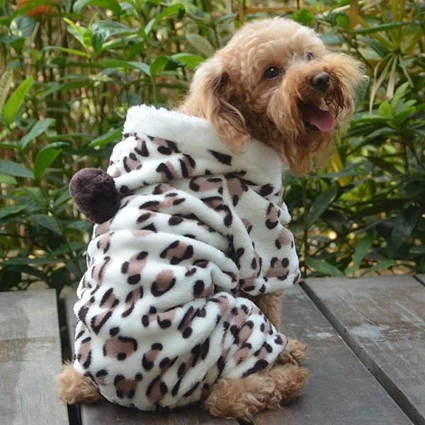 

pet dog soft jumpsuit puppy cat clothes fleece leopard print costume coat hoodies apparel