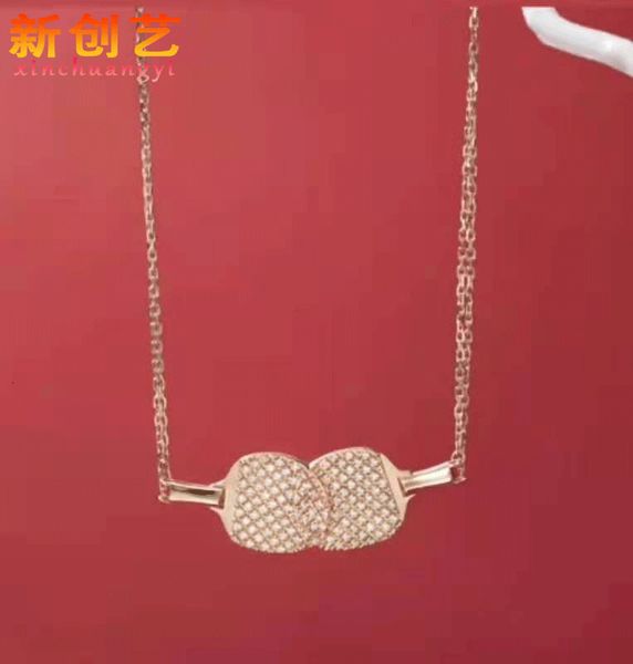 

chen meng's same diamond table tennis racket necklace female pendant 2021 personality fashion necklace, White