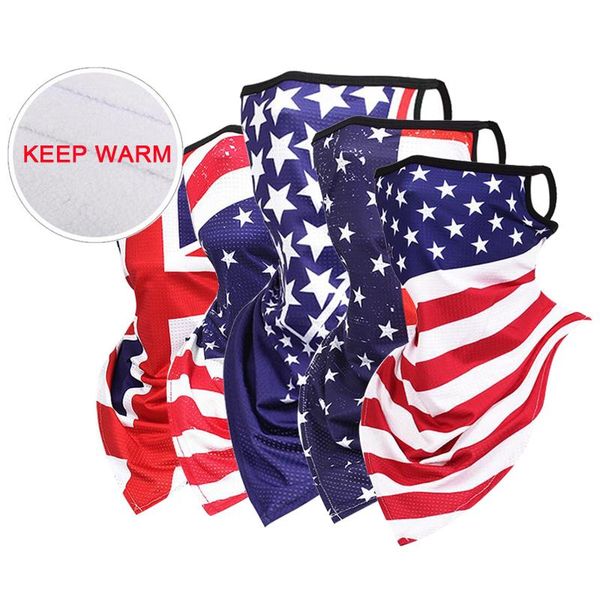 

outdoor sprot half face cover national flag printed neckerchief headwear mens womens winter warmer skating bandana scarf cycling caps & mask, Black