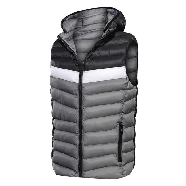 

men's vests 2021 men splicing sleeveless jacket autumn winter slim vest mens windproof warm waistcoat casual male gilet hooded hat,7561, Black;white