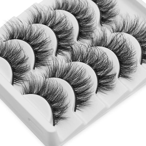 

false eyelashes 5 pairs dramatic 20mm 5d faux mink lashes fluffy natural handmade cruelty-makeup extension tools