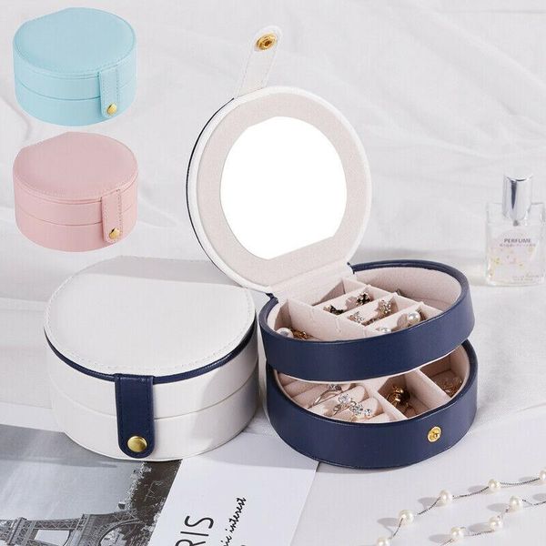 

bathroom storage & organization portable round jewelry box faux leather jewellery earrings display organizer jewerly