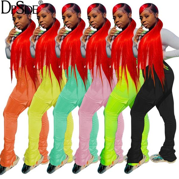 

women's pants & capris dpsde 2021 fashion women street casual style movement long elastic pure color high waist, Black;white