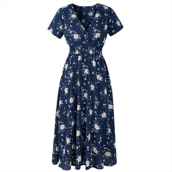 

v neck office holiday women dress floral print summer short sleeve party vestidos robe femme, Black;gray