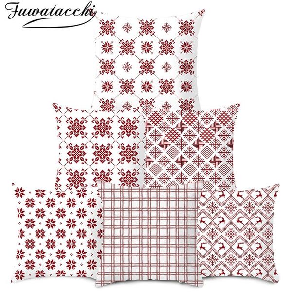 

cushion/decorative pillow fuwatacchi cushion cover christmas style chair decoration home sofa throw pillowcase 45cmx45cm double 2021