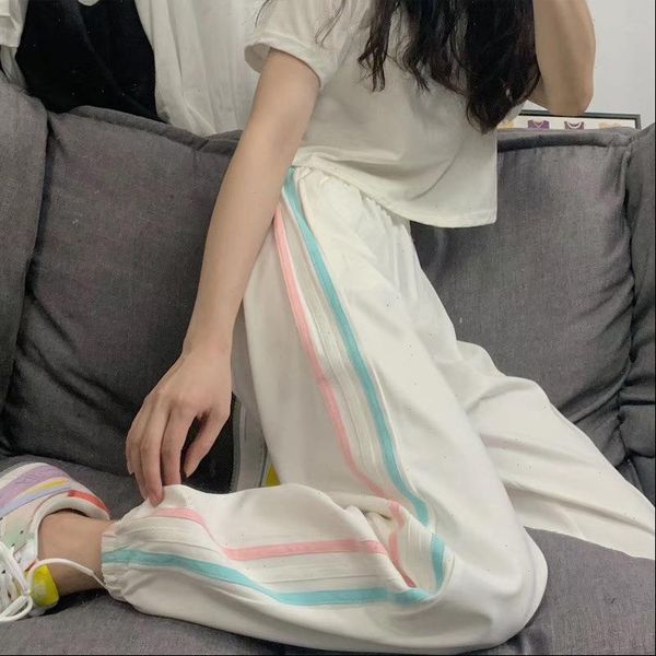 

summer casual sports high waist women pants hip hop sweatpants korean fashion oversize joggers wide leg, Black;white