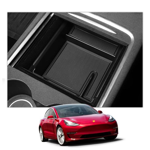 

car organizer ruiya for model3 model y 2021 armrest box storage central control container auto interior accessories black