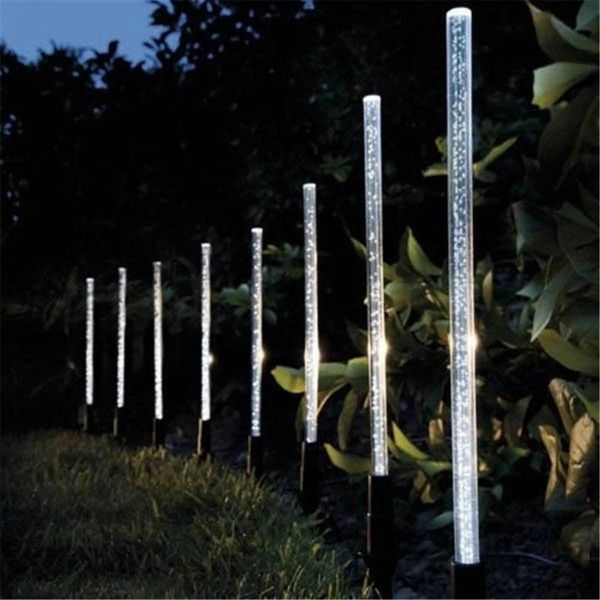 

lawn lamps solar garden lights outdoor, 1set tube acrylic bubble light waterproof polychromatic led