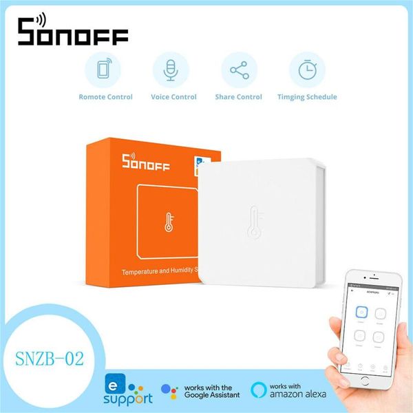 

smart home control sonoff snzb-02 zigbee temperature and humidity sensor real time notification e-welink app work with zbbridge