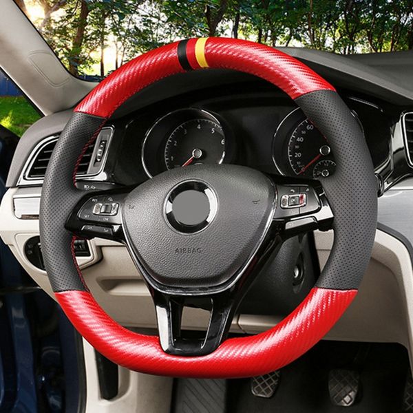 

diy black fiber leather car steering wheel cover for volkswagen vw golf 7 mk7 new polo jetta passat b8 tiguan sharan touran