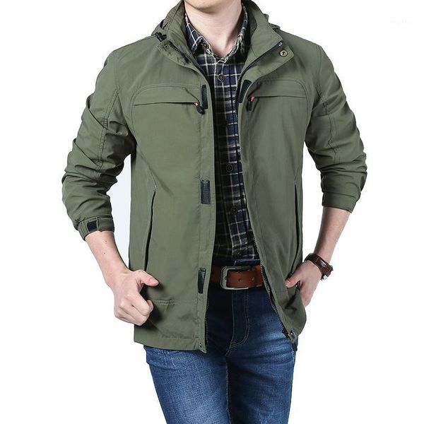 

men's jackets spring autumn jacket men military coats hooded collar outdoor windbreaker outwear veste homme clothing, Black;brown