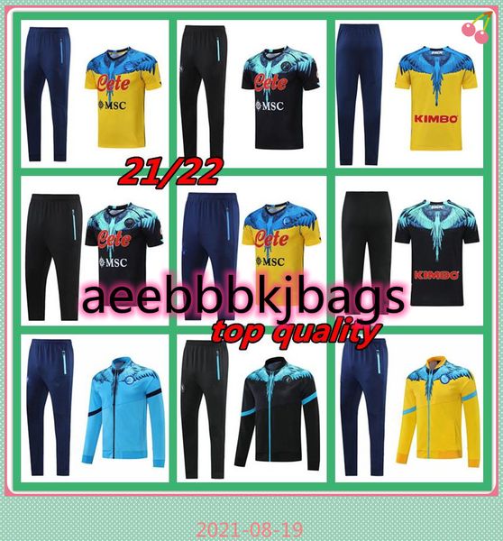 

2021 ssc napoli jerseys tracksuit short sleeve set special-edition naples soccer training suit jacket 21 22 mens survetement 3/4 cropp, Black;yellow