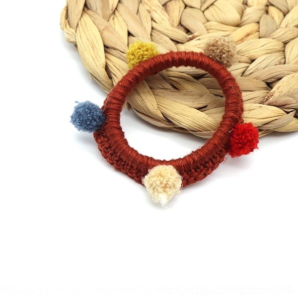 

cwS south korea autumn winter rubber elastic ropewool hair circle cute children's rubber band color matching hair accessories ball headband, Slivery;white