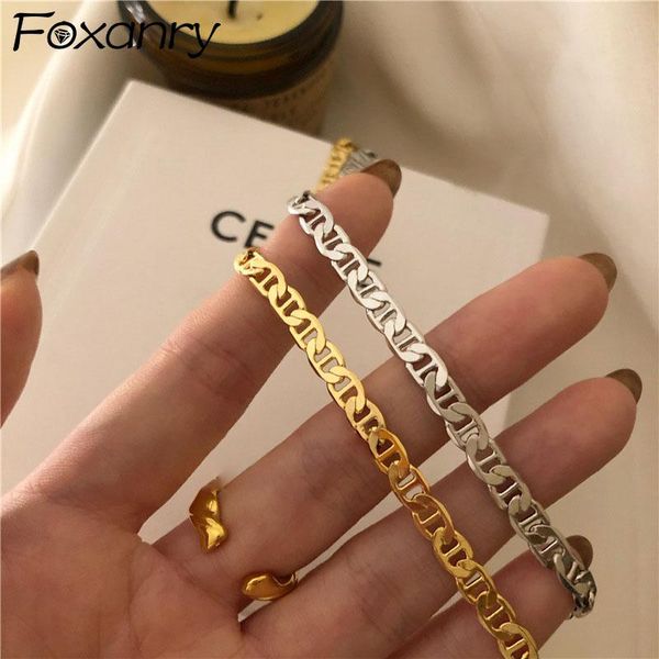 

chains foxanry 925 sterling silver necklace ins fashion punk hip hop couples vintage hollow chain party jewelry gift simple accessories
