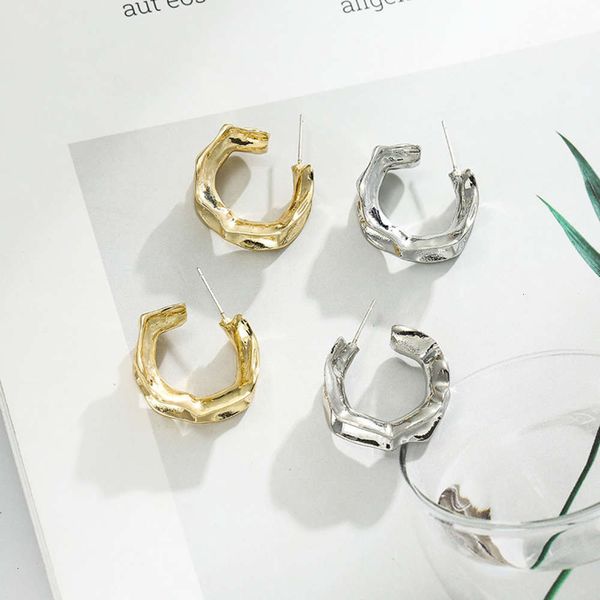 

s925 silver needle metal simple letter personalized earrings female f060, Black