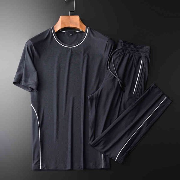 

tracksuit shirt summer mens (t-shirt+pants) luxury short sleeve round collor t-shirt man tracksuit plus size 4xl slim sport men sets, Gray