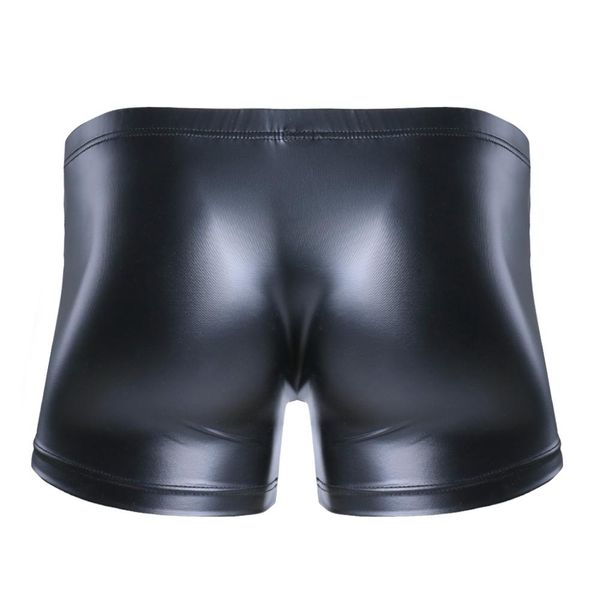 

men lingerie low waist faux leather boxer shorts erotic open front bulgh pouch mini pants underwear male gay underpants, Black;white