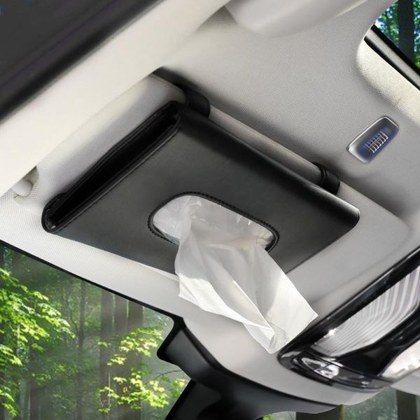 

storage bags leather tissue box holder for car auto visor back seat headrest hanging boxes case