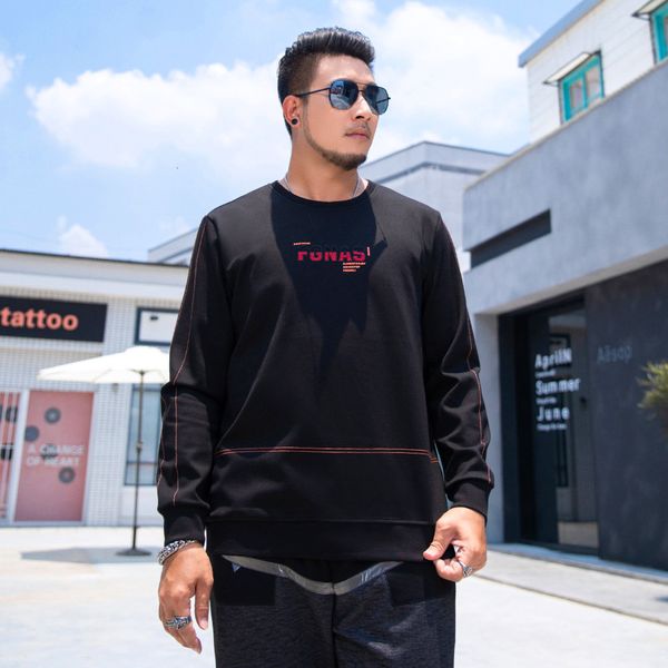 

tees,polos plus-size fashion man large size men's 2021 autumn and winter color matching letter embroidered long sleeve base shirt, fatt