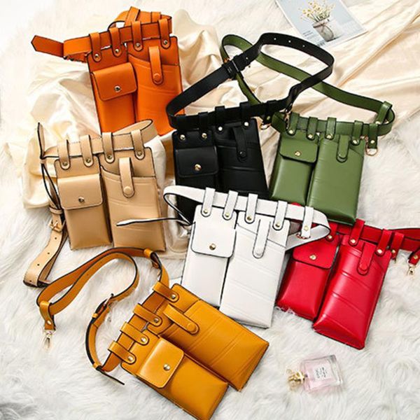 

waist bags 2021 fashion women's belt bag designer tactical female leather flap fanny pack shoulder crossbody chest purse