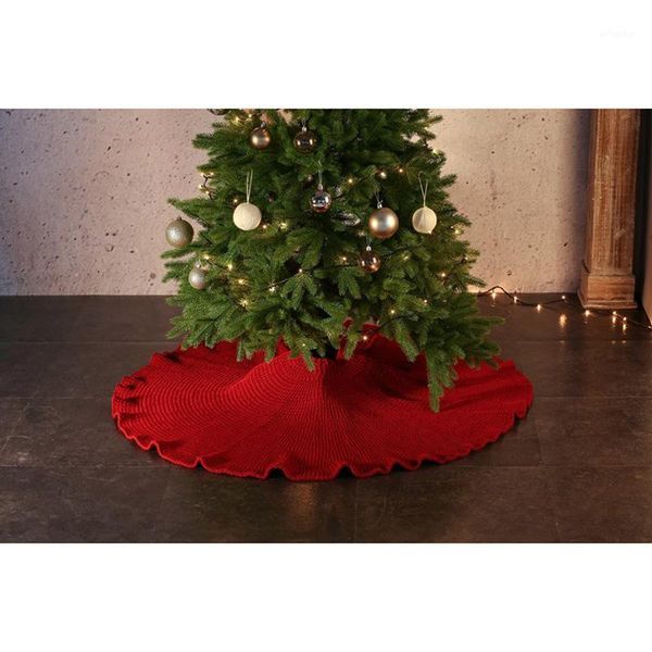 

christmas decorations tree skirt fashion thick woolen thread hand knitted apron holiday party
