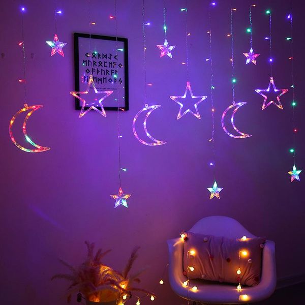

strings curtain lights indoor moon shaped led string holiday lighting garland christmas tree wedding home ramadan decoration