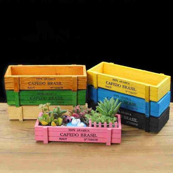 

planters & pots 1pc wooden flowerpot retro ornaments indoor fern succulent plant holders saucers deskbonsai pot flower tray