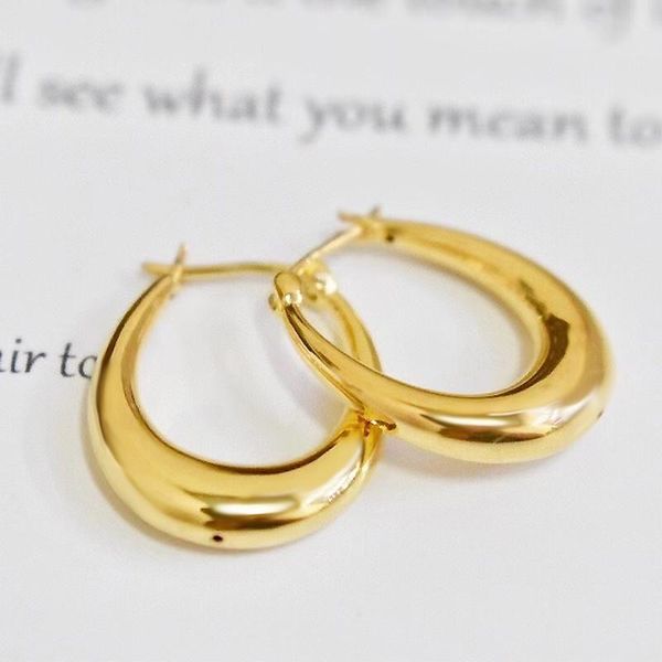 

hoop & huggie pure 18k yellow gold earrings women au750 smooth, Golden;silver