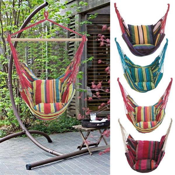 

sleeping bags outdoor travel camping garden hanging hammock chair bag bedroom dormitory adults kids swing seat with 2 canvas pillows