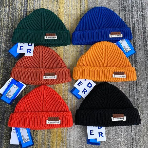 

beanies high street ader knitted hat with cowhide label women's bucket cap men's panama children for boy