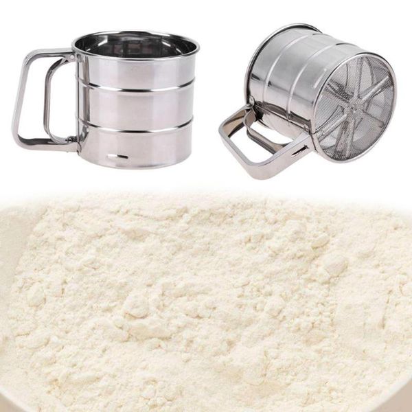 

1pc handheld flour shaker stainless steel mesh sieve cup durable icing sugar bake tool kitchen bakeware sifters gadgets baking & pastry tool