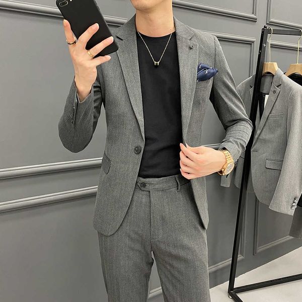 

wedding suits for men striped business casual slim suit fashion groom tuxedos 2 pcs set blazer pants social office clothes 210527, White;black