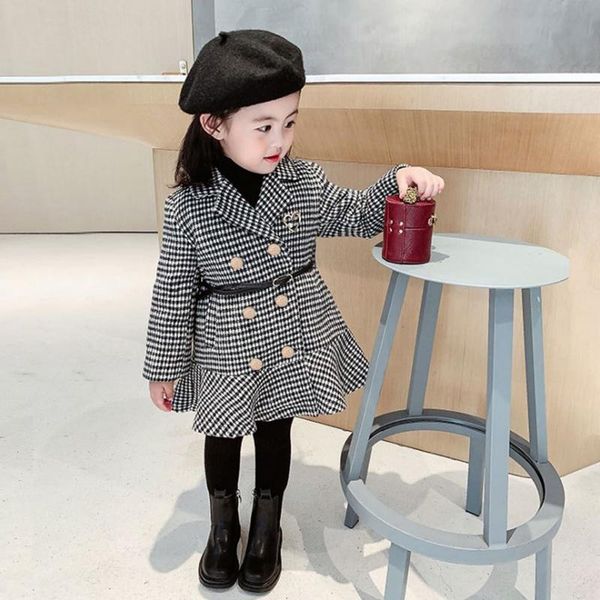 

jackets coat for girls kids outerwear autumn thick winter clothes fashion plaid wool, Blue;gray
