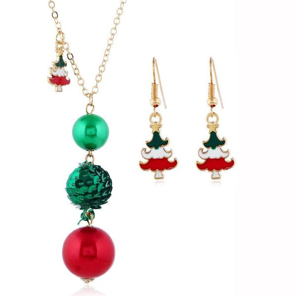 

earrings & necklace christmas jewelry set creative oil dripping tree earring pendant, Silver