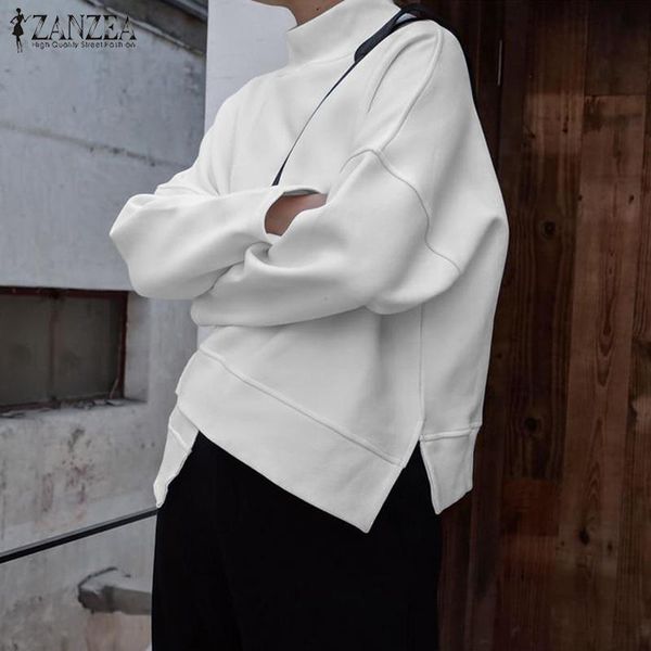 

women sweatshirt 2021 zanzea autumn trutleneck long sleeve pullover winter fashion sweatshirts casual solid basic hoodies women's &, Black