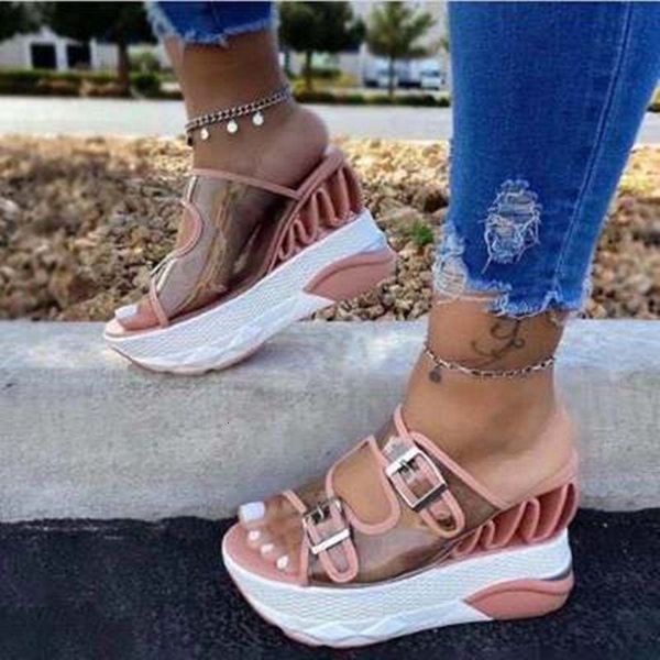 

luxury slippers 20211 summer large belt buckle thick bottom sandal's sho, Black
