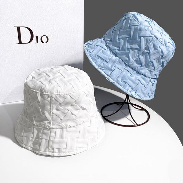 

wide brim hats 2021 chiffon fisherman hat korean version adjustable flat sun cap ladies outdoor street fashion wild short, Blue;gray