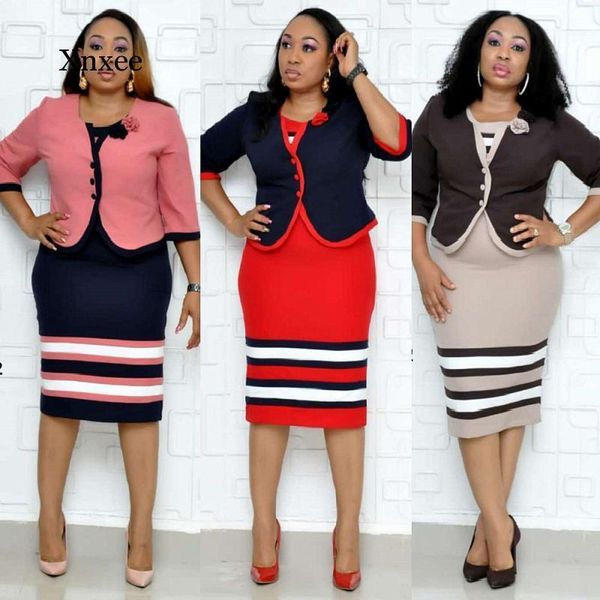 

plus size african dresses for women 2021 spring autumn elegent fashion style polyester midi dress -6xl casual, Black;gray