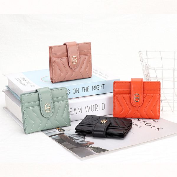 

wallet leather small women's short fashion certificate bag multi-function card driver's license, Red;black