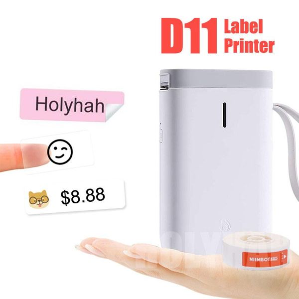 

printers niimbot d11 wireless mini label printer portable bluetooth sticker maker for transparent white color diy name tag cable