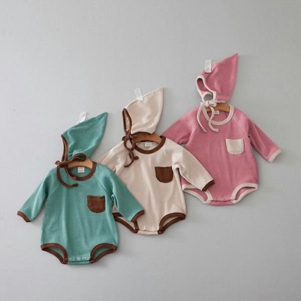 

rompers 2021 boys girls with hat cotton full sleeve autumn babys jumpsuit, Blue