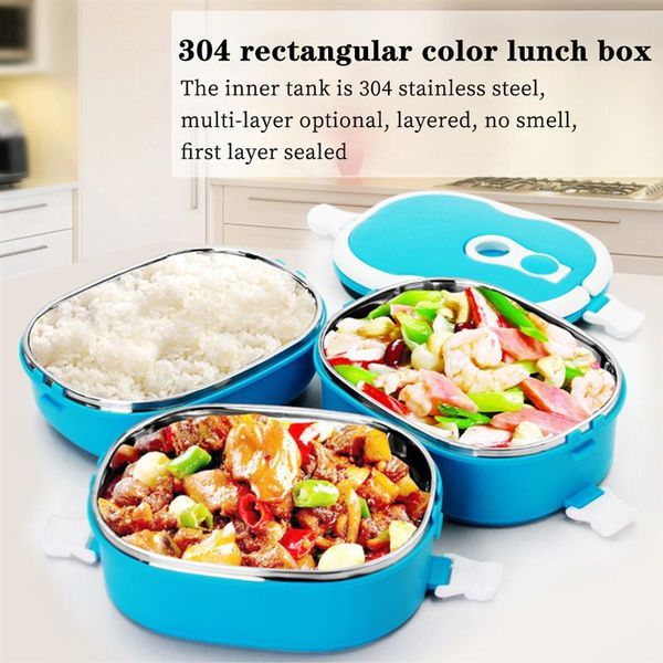 

dinnerware sets student separated rectangular stainless steel lunch box single/double layer microwave oven heated storage