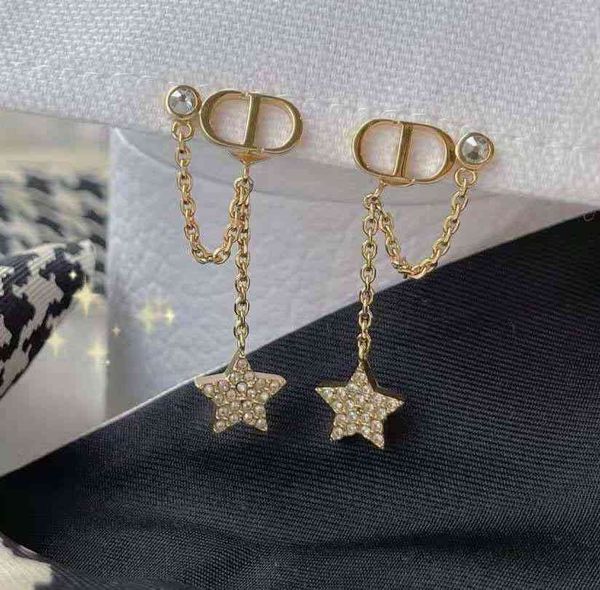 

cd luxury earrings dijia jewelry fashion full of stars drilled tassels female designer d simple personality net red fairy style original, Red;brown