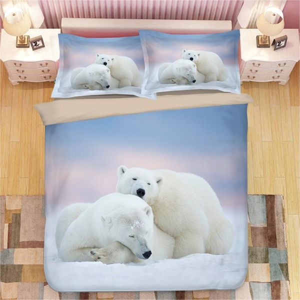 

bedding sets 3d animal polar bear lion print set duvet covers pillowcases one piece comforter bedclothes bed linen 02